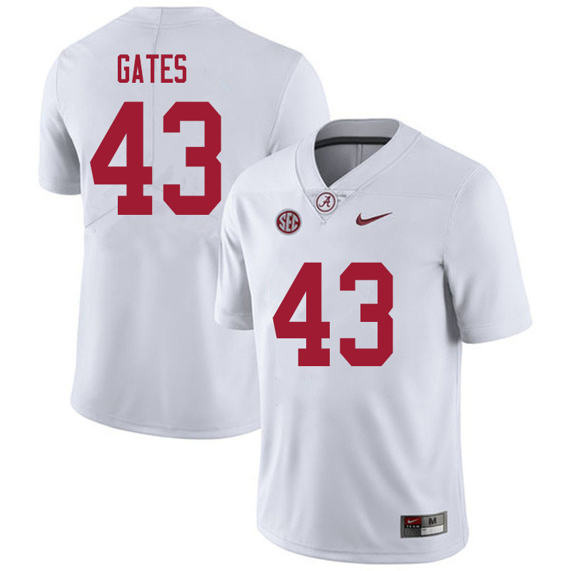 Alabama Crimson Tide Men's A.J. Gates #43 White NCAA Nike Authentic Stitched 2020 College Football Jersey IK16S37KF